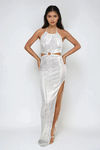 Bring the Heat Cutout Sequin Maxi Dress - Silver