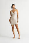 Scylla Silver Sequins Bodycon Mini Dress