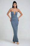 Siren Twist Cutout Bodycon Maxi Dress - Slate Blue