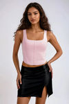 Too Cute To Handle Ribbed Tank Top - Soft Pink