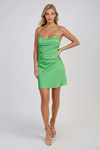 Live Light Criss Cross Back Satin Mini Dress - Summer Green