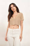 Warm And Fuzzy Crop Top - Tan