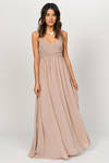 All About Tonight Surplice Empire Maxi Dress - Taupe