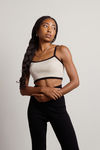 Outside The Lines Crop Top - Taupe Black