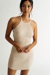 Somewhere To Go Taupe Side Lace-Up Halter Bodycon Dress