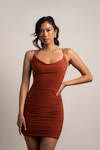 Vaea Terracotta Cowl Neck Bodycon Dress