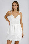 All About the Flowers Ruffle Tie Strap Mini Dress - White
