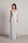 All I Ever Need Deep V High Slit Maxi Dress - White