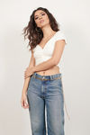 Come Away White Ruched Crop Top