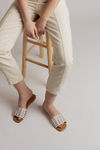 Dance Monkey White Faux Leather Square Toe Sandals