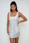 Fearless Button Bodycon Mini Dress - White