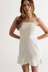 Huda White Back Cutout Bow Ruffle Bodycon Dress