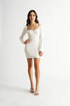 Krystina Ribbed Bodycon Mini Dress - White