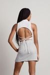 Lunachi White Ribbed Open Back Crop Top
