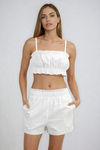 Made to Move Ruffled Crop Top and Shorts Set - White