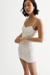 Mariah White Ruched Bodycon Mini Dress