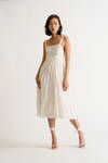 Soft Feelings White Multi Tiny Floral Eyelet Midi Dress