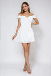 Pure Promise Off Shoulder A line Mini Dress - White