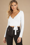Shape Of You White Ribbed Wrap Top