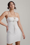Summer Ready White Terry Halter Mini Dress