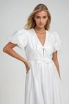 Sweet But Sharp Puff Bow Midi Dress - White