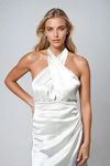 Sweet Fantasy Satin Halter Mini Dress - White