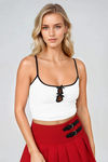 Sweet Tease Cutout Bow Cami Top - White