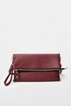 Diana Wine Fold Over Faux Leather Clutch