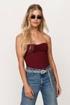 Lissette Wine Knotted Strapless Top