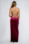 Moonlit Muse Velvet Slit Maxi Dress - Wine