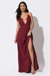 Opposites Attract Wine Lace Maxi Dress