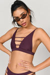 Power of Love Triangle Cutout Bikini Top - Wine