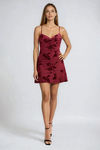 Ready for My Close-Up Floral Cowl Mini Dress - Wine