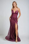 Starlight Kiss Glitter Mesh Mermaid Maxi Dress - Wine