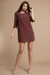 Sweetly Scalloped Wine Shift Dress