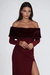 Velour Empress Velvet Off Shoulder Maxi Dress - Wine