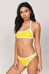 Heather Yellow and White Halter Bikini Top