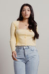 Helaire Yellow Lace Trim Long Sleeve Cardigan Top