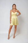 Just Like Magic Satin Corset Mini Dress - Yellow