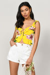 Try Me Yellow Multi Floral Ruffle Blouse