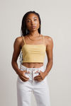 Smooth Like Butter Yellow Floral Embroidered Crop Tank Top