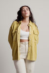 Tasve Yellow Soft Corduroy Button Up