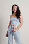 Stay Motivated Baby Blue Ribbed Lace-Up Knit Cami Crop Top