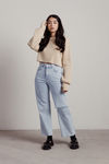 I Need This Candy Beige Ribbed Crop Sweater