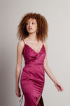 High Waters Berry High Slit Maxi Dress