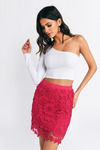 Serena Berry Crochet Lace Floral Bodycon Skirt