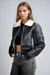 Aero Luxe Shearling Leather Jacket - Black