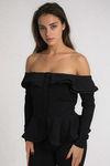 All About the Drama Off Shoulder Blouse - Black