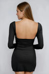 All Day Glam Plunge Backless Mini Dress - Black