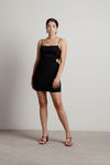Anita Black Ribbed Side Cutout Bodycon Mini Dress